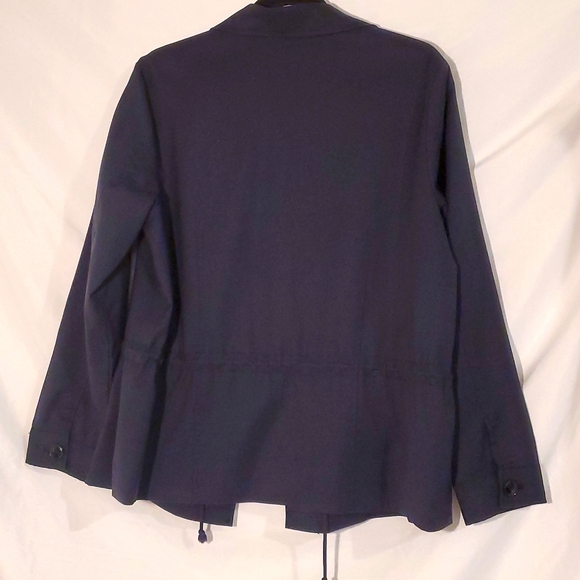 Christopher & Banks Blue Blazer Jacket Drawstring Coat Women's L Petite - Picture 5 of 6